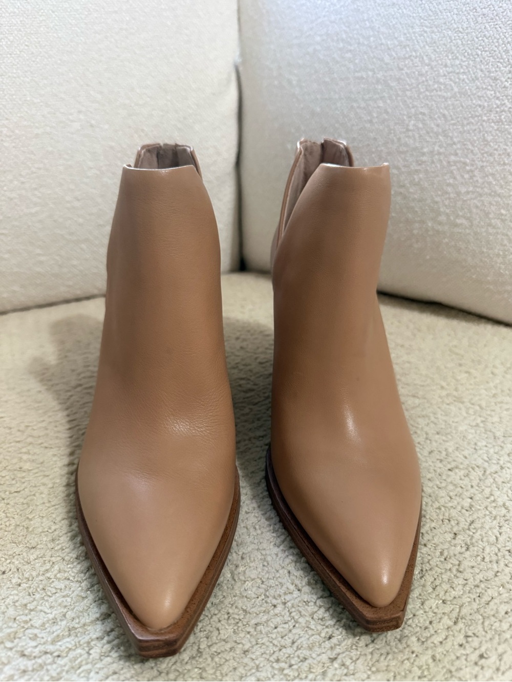 Vince Camuto Pointed Toe Ankle Booties — Tan